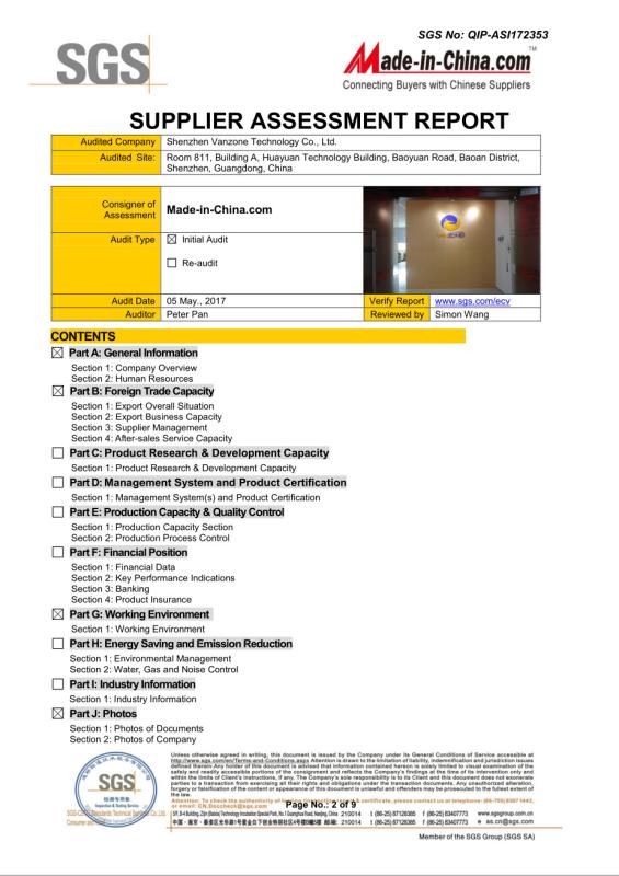 SGS - Shenzhen Vanzone Technogoly Co.,Ltd