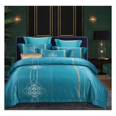 China Queen Size Nondisposable 100% Cotton 200TC Luxury Bed Spread Set Embroidery 4pcs Comforter Bedding Set for sale