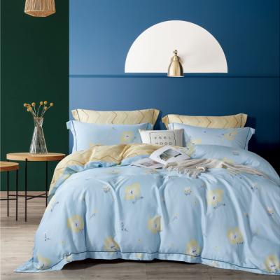 China Nondisposable 200TC Print Style With Blue Flower Queen Size Bed Set Comforter Set Sheets Pillowcases Quilting Bedding Set For Home for sale