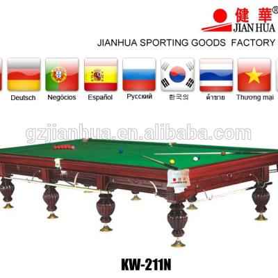 China Pocket Leather Popular Design Style 12ft Solid Wood English Billiard Table Price for sale