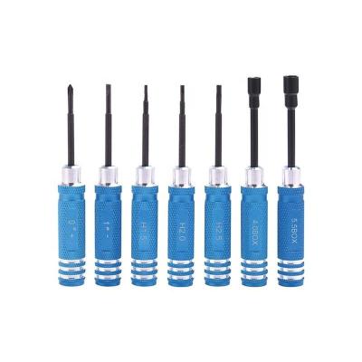 China RC Model Hobby Multi Function Rc Tools Screwdriver Set 7 Pcs Flat Rc Car Boat Screwdriver Hexagon Bit Tool Kit for sale