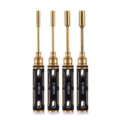 China Hot Rc Hobby Alloy Steel Nut Screwdriver Set Screw Key 4.0/5.5/7.0/8.0box rc tool kits for FPV (Dark Golden) for sale