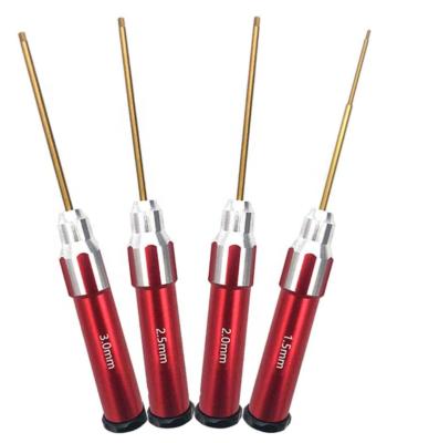 China Nickel Bronze 4pcs Aluminum Mini Hex Screwdriver Set Titanium 1.5mm 2mm 2.5mm 3.0mm RC Tool Kit For Car Plane Boat Fpv Racing Sight for sale