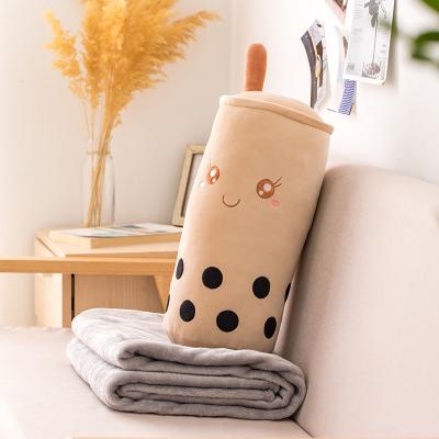 China Plush drop shipping boba push cushion soft bubble cylinder shaped teacup shaped pillow with cover in for sale