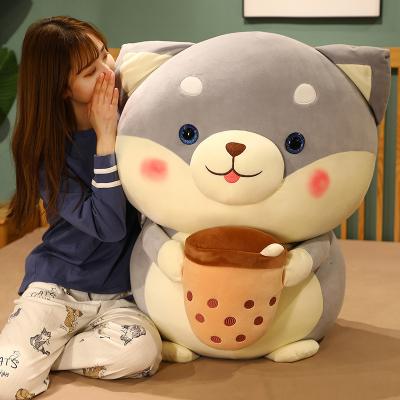 China 2021 Newest Design Huge Size Cute Plush Dog Toy Hugging Bubble Tea Cup for sale