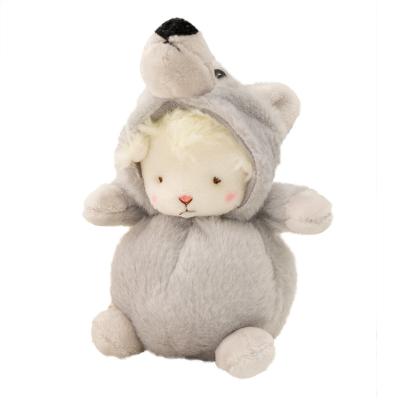 China Unique design cute disguiser plush scrambled sheep pretend to be timber wolf elephant frog toys with key chain for sale