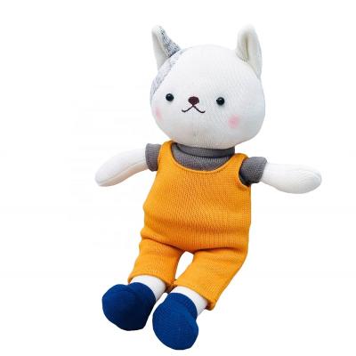 China Plush Custom Toys OEM Available Stuffed Rabbit Wool Cat Dog Sheep Knitted Animal Toys for sale