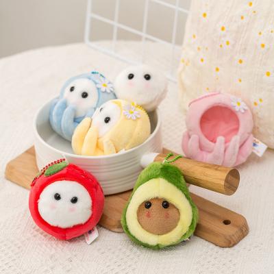 China Funny Plush The Elf Fruit Pendant Scrambled Avocado Strawberry Baby Octopus Kaychain Wrapped Mobile Toys for sale