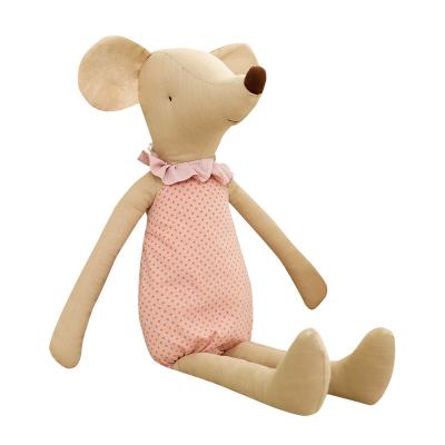 China Plush Eco-Friendly Cotton Fabric Hand Made Mouse Toys Pointed Mouth Wearing Pajamas Stuffed Mouse Toys for sale