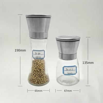 China CLASSIC manual salt and pepper grinder/glass bottle grinder/eco-friendly homemade spice grinder grinder for sale