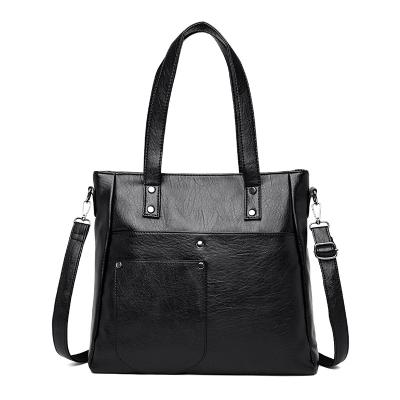 China Others Vintage Shoulder Laptop Work Bag Genuine Leather Handbag Women's Wallet Purse With Back Zipper for sale