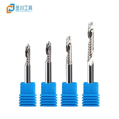 China Hot Selling Carbide Down Aluminum Woodworking 1L4 Spiral Carbide Single Flute Router Bit Fluet Cutter 3.175Mm for sale