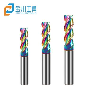 China Jinchuan 3 Carbide Coating DLC ​​Coating End Mill Flute High Polished Milling Cutter For CNC Machine Tool Aluminum Router Bit for sale