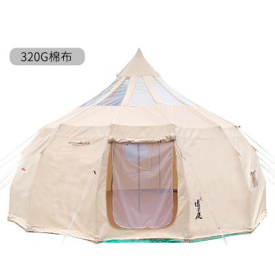 China Outdoor Camping Diamond Ground Nail Professional Manufacturer Hexagon Teepee Tent Cot Camping Fabric Cotton for sale