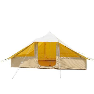 China Diamond Ground Nail Factory Wholesale cream cotton camping fabric hexagon sunshade awning camping tent for sale