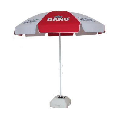 China Polyester Custom Brand Print Large White And Red Umbrellas Sun Garden Umbrellas Advertising Umbrella for sale