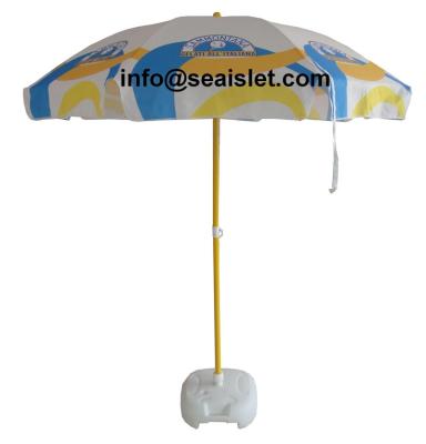 China Custom Stretch Logo Print Beach Tent Umbrella Outdoor Beach Umbrella Solar Panel White Yellow Beach Umbrellas for sale