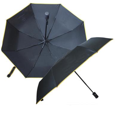 China Pongee 3 Folds Automatic Umbrella , Small Black Umbrellas , UV Personal Umbrella for sale