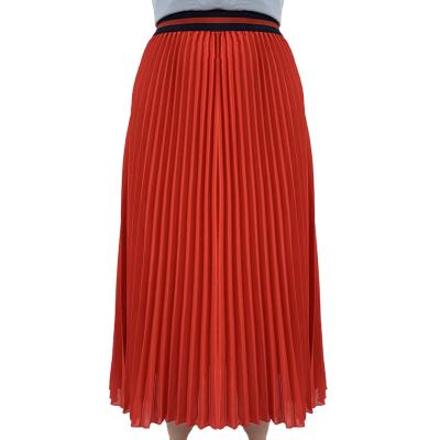 China Hot Selling Breathable Customized Woven Solid Pleated Long Skirt Chiffon Skirt For Women for sale