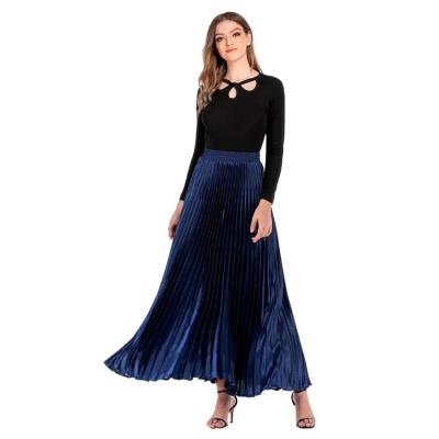 China Plus Size High Waist With Long Elastic Ladies Vintage Skirt Pleated Chiffon Fabric for sale