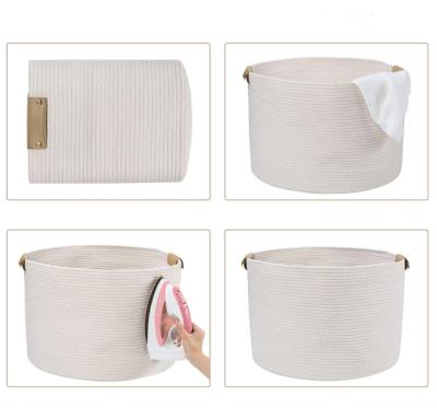 China Collapsible Collapsible Folding With Handles Woven Gift Cotton Rope Storage Basket Storage Basket Toys for sale