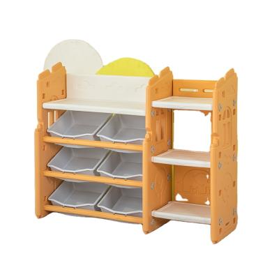 China Multi-functional Playground Storage Furniture Kindergarten Children Kids Kindergarten Toy Storage Shelf Indoor Plastic Storage Rack for sale