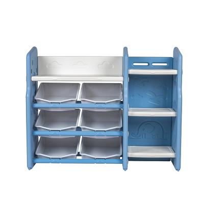 China Multi-functional Playground Storage Furniture Kindergarten Children Kids Kindergarten Toy Storage Shelf Indoor Plastic Storage Rack for sale