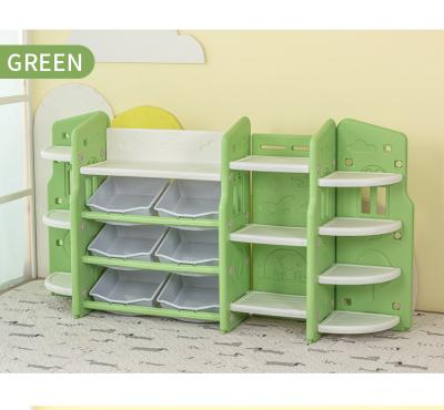 China Children Plastic Playground Storage Rack Multifunctional Indoor Toys Storage Furniture for sale