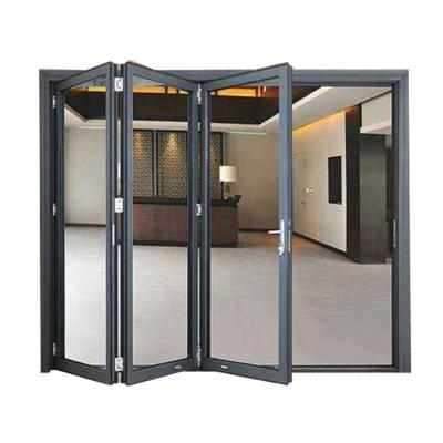 China Home Exterior Aluminum Bifold Swing Style Sliding Patio Door Folding Doors European Modern Standard Double Panel Windproof for sale