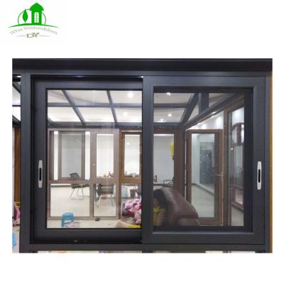 China Easy Installation Guangzhou 60 Series Upvc HOPO Dy Brown Window Sliding House Pvc+glass Building Horizontal Plastic HWM1129 NC; GUA Customized for sale