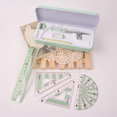 China Bestselling Cute Student 8pcs Fancy Compasses Set Metal Student Math Set Geometry Box Study Tool for sale