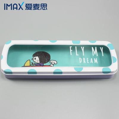 China Cartoon picture printing lovely cartoon printing wholesale metal pencil case with PVC window for sale