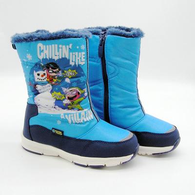 China Children's Cartoon Cushioning Printing Snow Boots Comfortable Zipper Texture Boots Waterproof Outdoor Anti Slip Up Winter Boots For Boy for sale