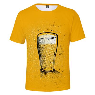 China 3D Beer Printing Men's Summer Fashion T-shirt Men's Casual Loose Short Sleeves Anti-Shrink Multiple Styles for sale