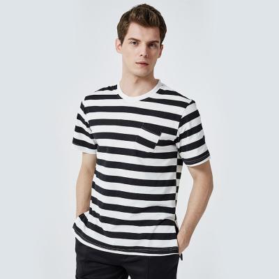 China Anti-Shrink Men's Stripe T-shirt Printing, Wholesale Men Striped T-shirt, 95% Cotton T-shirt Striped Printing for sale