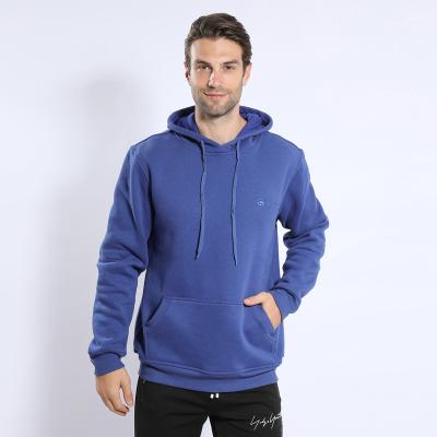 China 2019 Viable Men's Hooded Neck Hoody Pullover Dark Blue Round Mens Sweatshirt With Letters Embroidery for sale