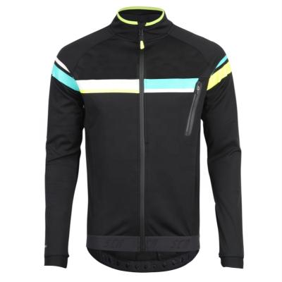 China Custom breathable men's cycling wear with fabric boned waterproof zipper embossed printing cycling jacket with soft coating MTB outwear for sale