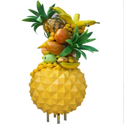 Cina Scultura/Matte Glossy Giant Pineapple Sculpture su ordinazione all'aperto della vetroresina in vendita