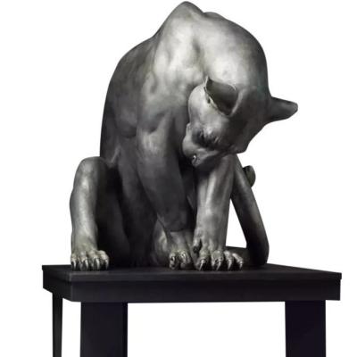 Cina Egiziano bronzeo glabro Cat Statue/colata Sphynx Cat Sculpture Handcraft Decoration in vendita