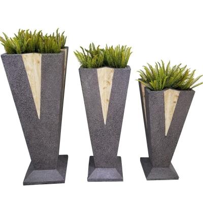 China Gray Hotel Fibreglass Plant Pots ajustou o potenciômetro dos plantadores para a decoração à venda