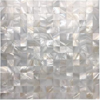 China Parquet MOP 30*30cm/sheet Mosaic Slab Freshwater Seamless White Peel & Stick Shell Mosaic Backsplash Tile for sale