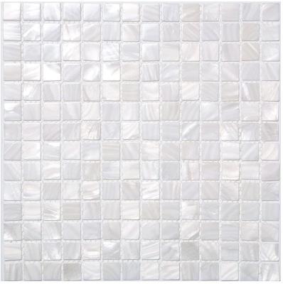 China Square 11.8inch*11.8inch Modern White Stitched Wall Tile Shell Mosaic Tile Interior Decorative For Kitchen for sale