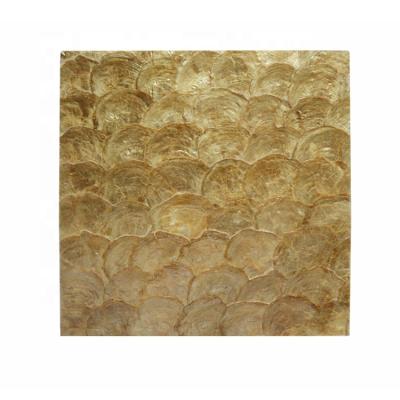 China Parquet Gold Mosaic Capiz Slab Shell Gold Wallpaper Sheet Wall Tiles For Kitchen Wall Flooring 300*300MM for sale