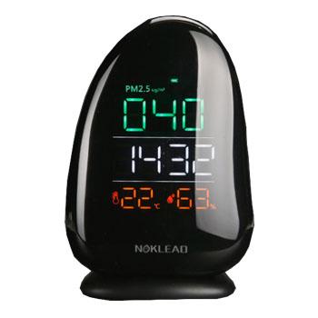 China Household Black Air Quality Monitor PM2.5 Temperature RH Humidity Meter With Time For Home Office School Hospital for sale