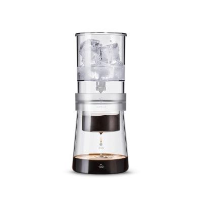 China Transparent Sustainable Custom Sustainable Glass With Straight Lid Mug Dripper Coffee Maker For Ice Drip for sale