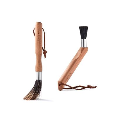 China Viable Popular Products Shape Natural Beech Wood Ergonomic Comfortable Handle With Leather Lanyard Grinder Brushes For Home Use for sale