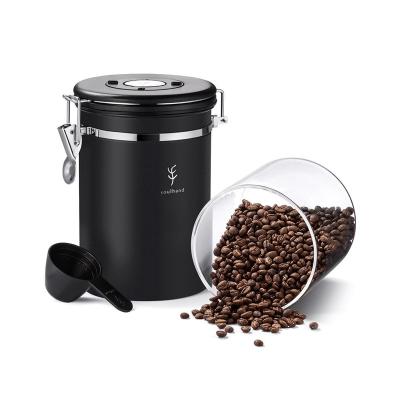 China 2022 New Classic Freshness Preservation Vacuum Round Vacuum Coffee Canister Stainless Steel Glass Interior Electric Auto-Clasp For Home for sale