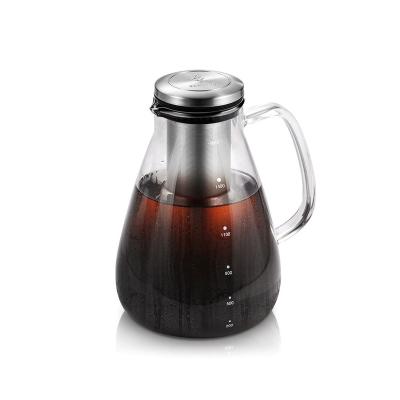 China WITH LID Best Selling Premium Borosilicate Glass With Airtight Lid Double Laser Cut Fine Filter 1500Ml Tea Coffee Maker For Coffee for sale