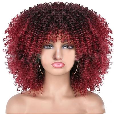 China Hot Selling Afro Wig Silky Straight European Wig Short Curly Hair Female African Curl Rose Net Chemical Fiber Head Cover for sale