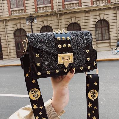 China High Quality PU Leather Retro Rivet Small Square Bag Slanted Cross Shoulder Handbags - Body Bags for sale